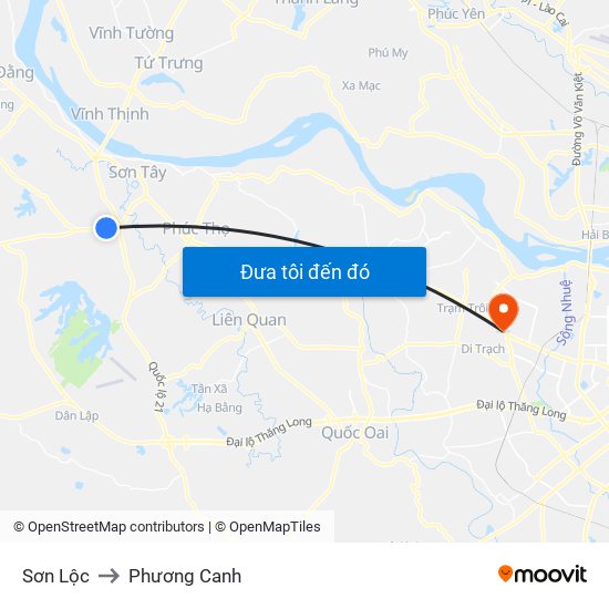 Sơn Lộc to Phương Canh map