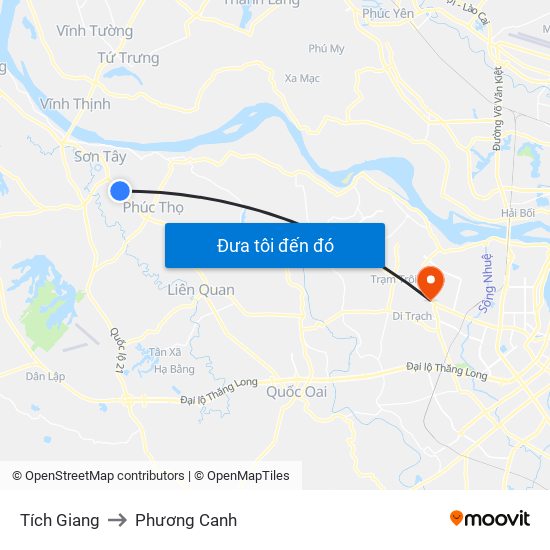 Tích Giang to Phương Canh map