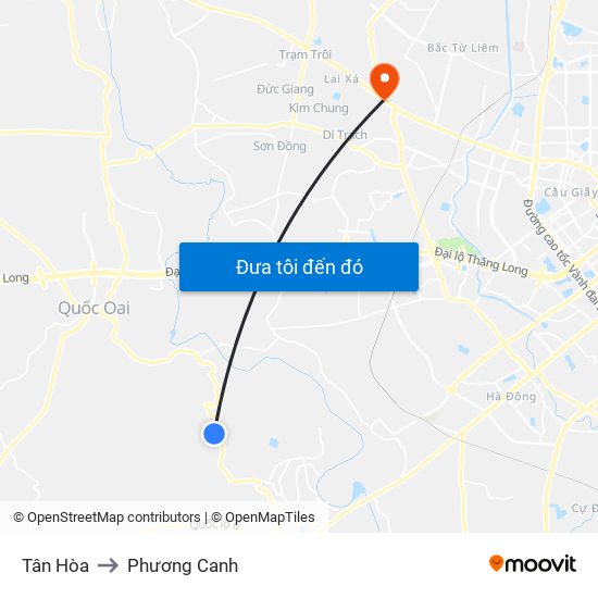 Tân Hòa to Phương Canh map