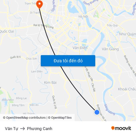 Văn Tự to Phương Canh map