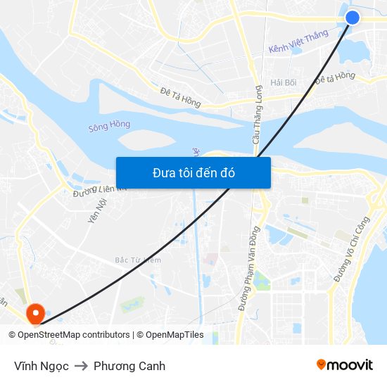 Vĩnh Ngọc to Phương Canh map