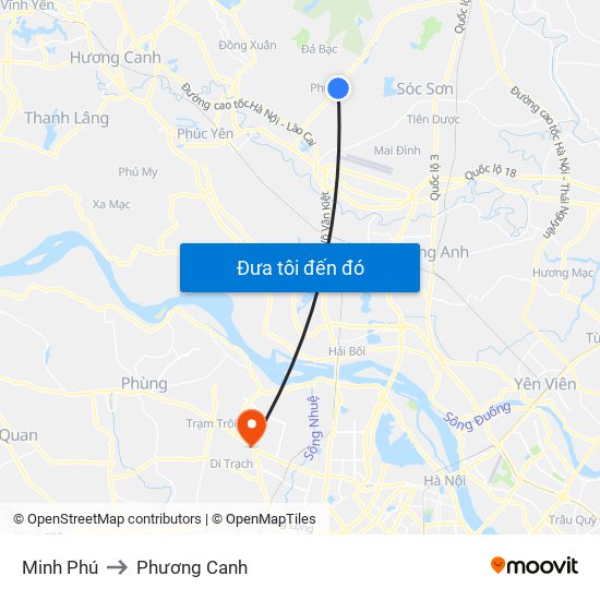 Minh Phú to Phương Canh map