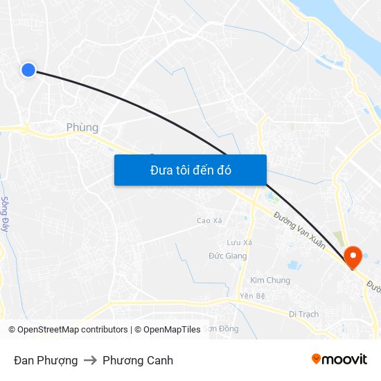 Đan Phượng to Phương Canh map