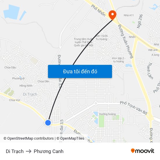 Di Trạch to Phương Canh map