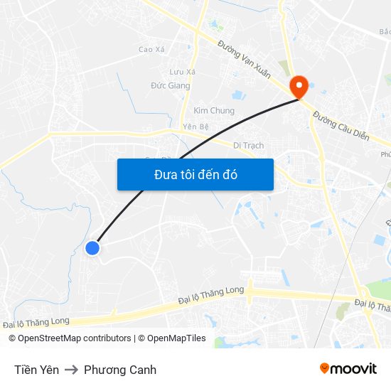 Tiền Yên to Phương Canh map