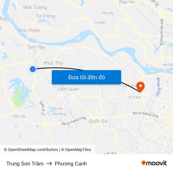 Trung Sơn Trầm to Phương Canh map