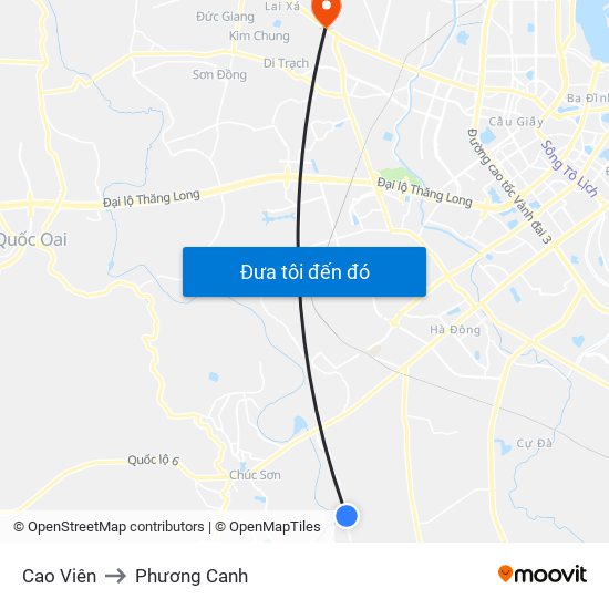 Cao Viên to Phương Canh map