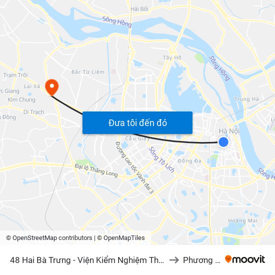 48 Hai Bà Trưng - Viện Kiểm Nghiệm Thuốc Trung Ương to Phương Canh map