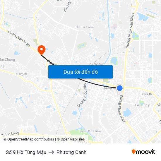 Số 9 Hồ Tùng Mậu to Phương Canh map