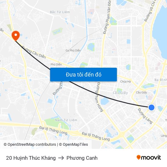 20 Huỳnh Thúc Kháng to Phương Canh map