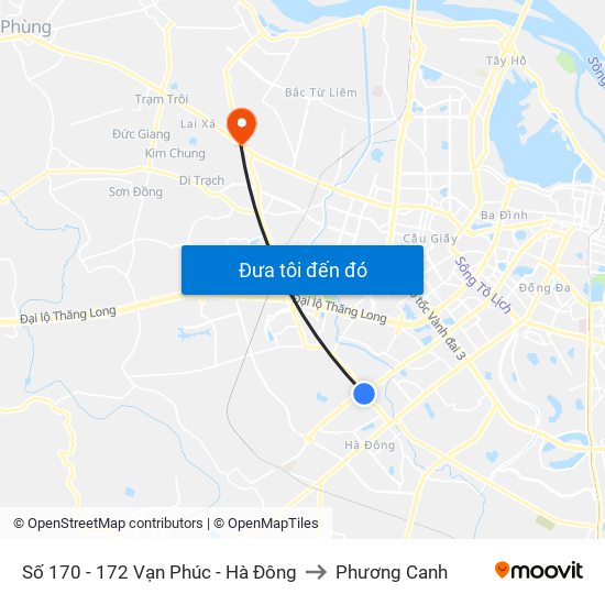 Số 170 - 172 Vạn Phúc - Hà Đông to Phương Canh map