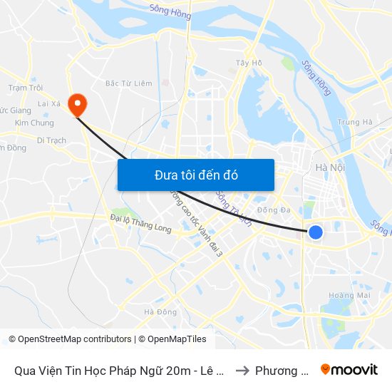 Qua Viện Tin Học Pháp Ngữ 20m - Lê Thanh Nghị to Phương Canh map