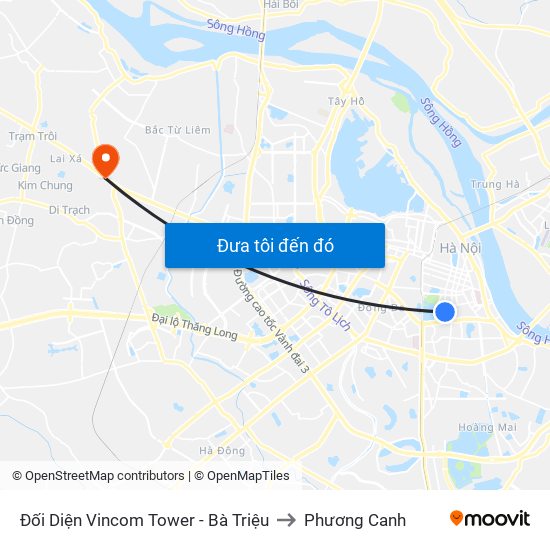 Đối Diện Vincom Tower - Bà Triệu to Phương Canh map