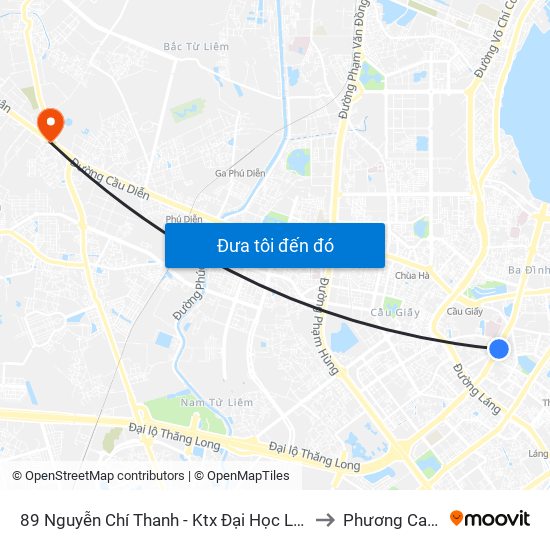 89 Nguyễn Chí Thanh - Ktx Đại Học Luật to Phương Canh map