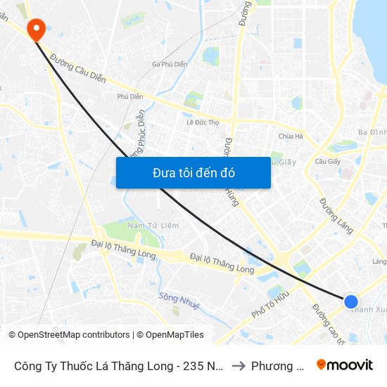 Công Ty Thuốc Lá Thăng Long - 235 Nguyễn Trãi to Phương Canh map