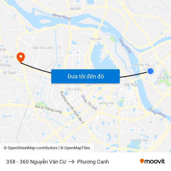 358 - 360 Nguyễn Văn Cừ to Phương Canh map