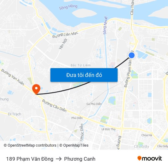 189 Phạm Văn Đồng to Phương Canh map