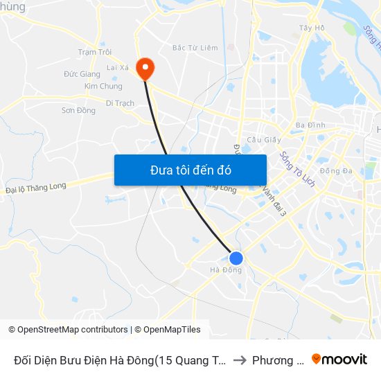 Đối Diện Bưu Điện Hà Đông(15 Quang Trung Hà Đông) to Phương Canh map