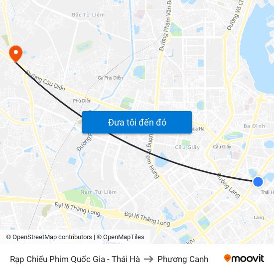 Rạp Chiếu Phim Quốc Gia - Thái Hà to Phương Canh map