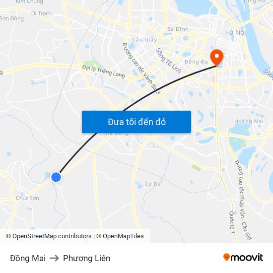 Đồng Mai to Phương Liên map