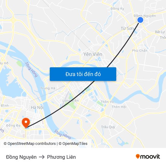 Đồng Nguyên to Phương Liên map