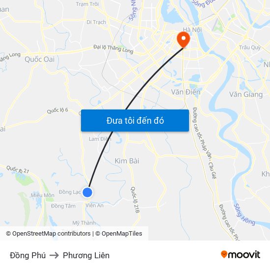 Đồng Phú to Phương Liên map