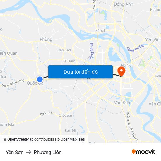 Yên Sơn to Phương Liên map