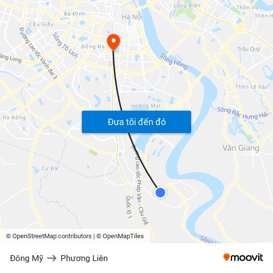 Đông Mỹ to Phương Liên map