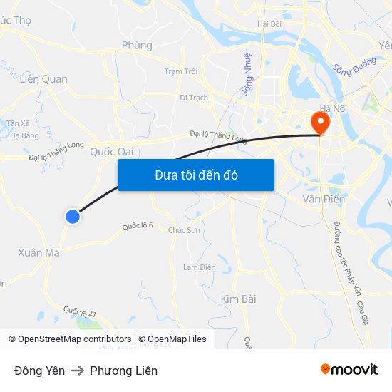 Đông Yên to Phương Liên map