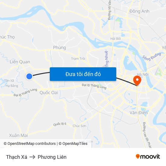 Thạch Xá to Phương Liên map