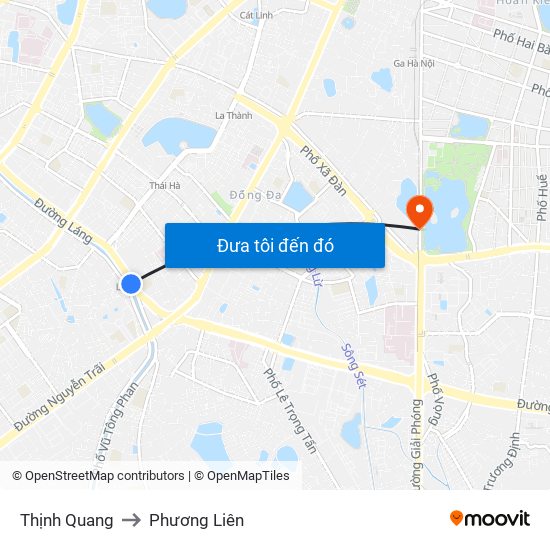 Thịnh Quang to Phương Liên map