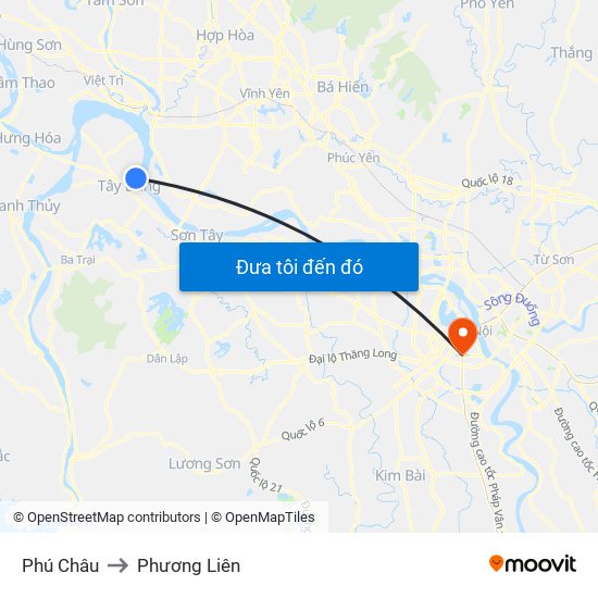 Phú Châu to Phương Liên map