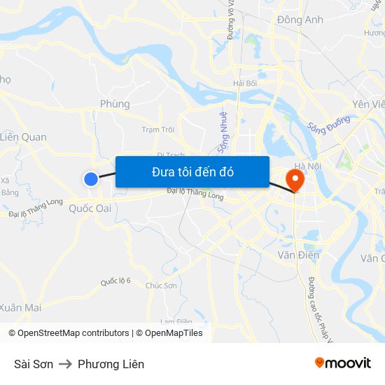 Sài Sơn to Phương Liên map