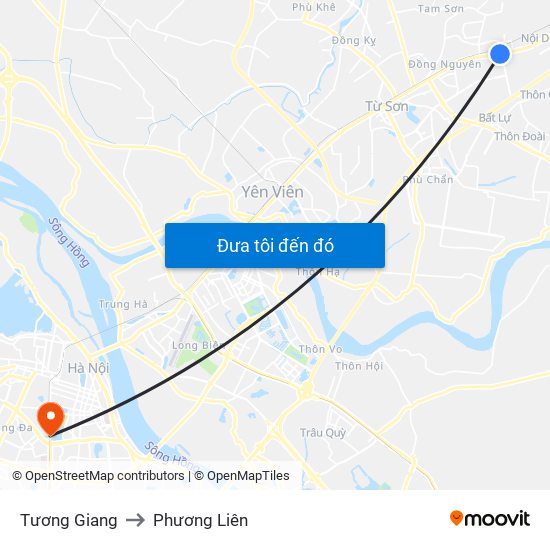 Tương Giang to Phương Liên map