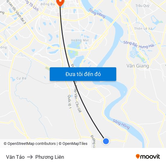 Vân Tảo to Phương Liên map