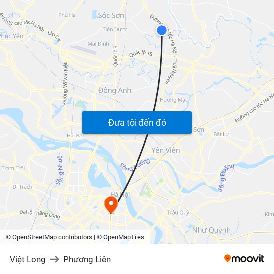 Việt Long to Phương Liên map