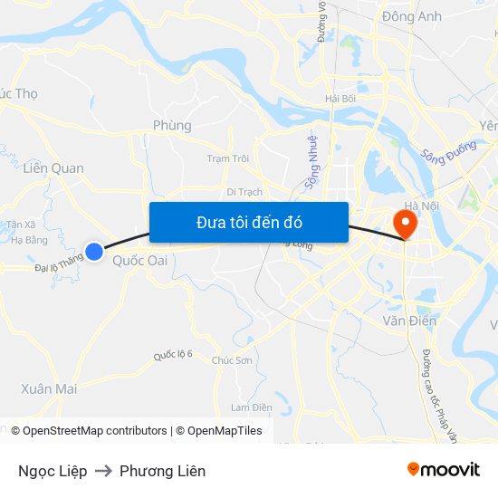 Ngọc Liệp to Phương Liên map