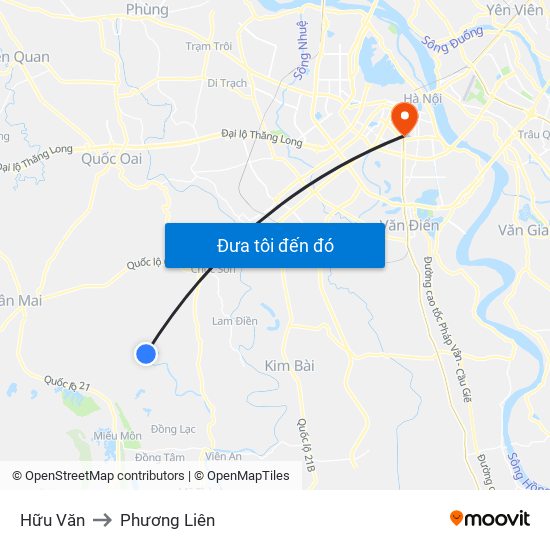 Hữu Văn to Phương Liên map