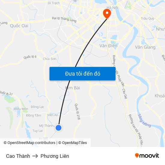 Cao Thành to Phương Liên map