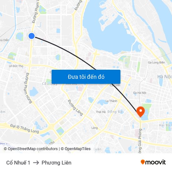 Cổ Nhuế 1 to Phương Liên map