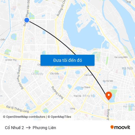 Cổ Nhuế 2 to Phương Liên map