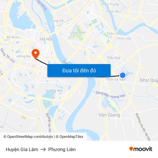 Huyện Gia Lâm to Phương Liên map
