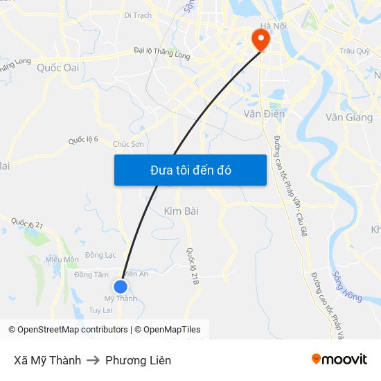 Xã Mỹ Thành to Phương Liên map