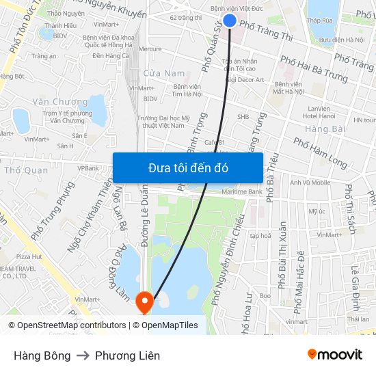 Hàng Bông to Phương Liên map