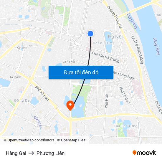 Hàng Gai to Phương Liên map