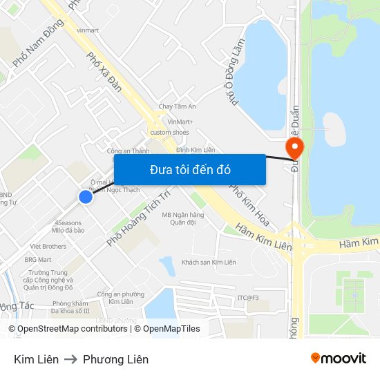 Kim Liên to Phương Liên map