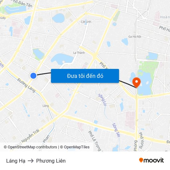 Láng Hạ to Phương Liên map