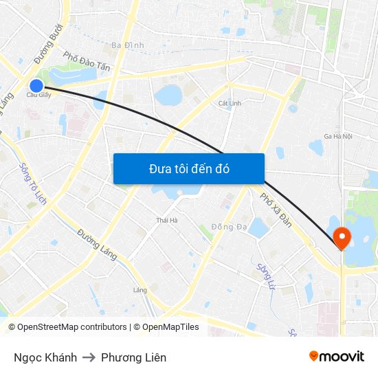 Ngọc Khánh to Phương Liên map