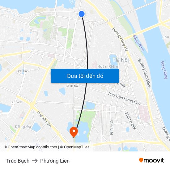 Trúc Bạch to Phương Liên map