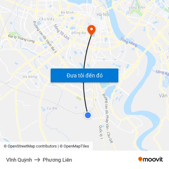 Vĩnh Quỳnh to Phương Liên map